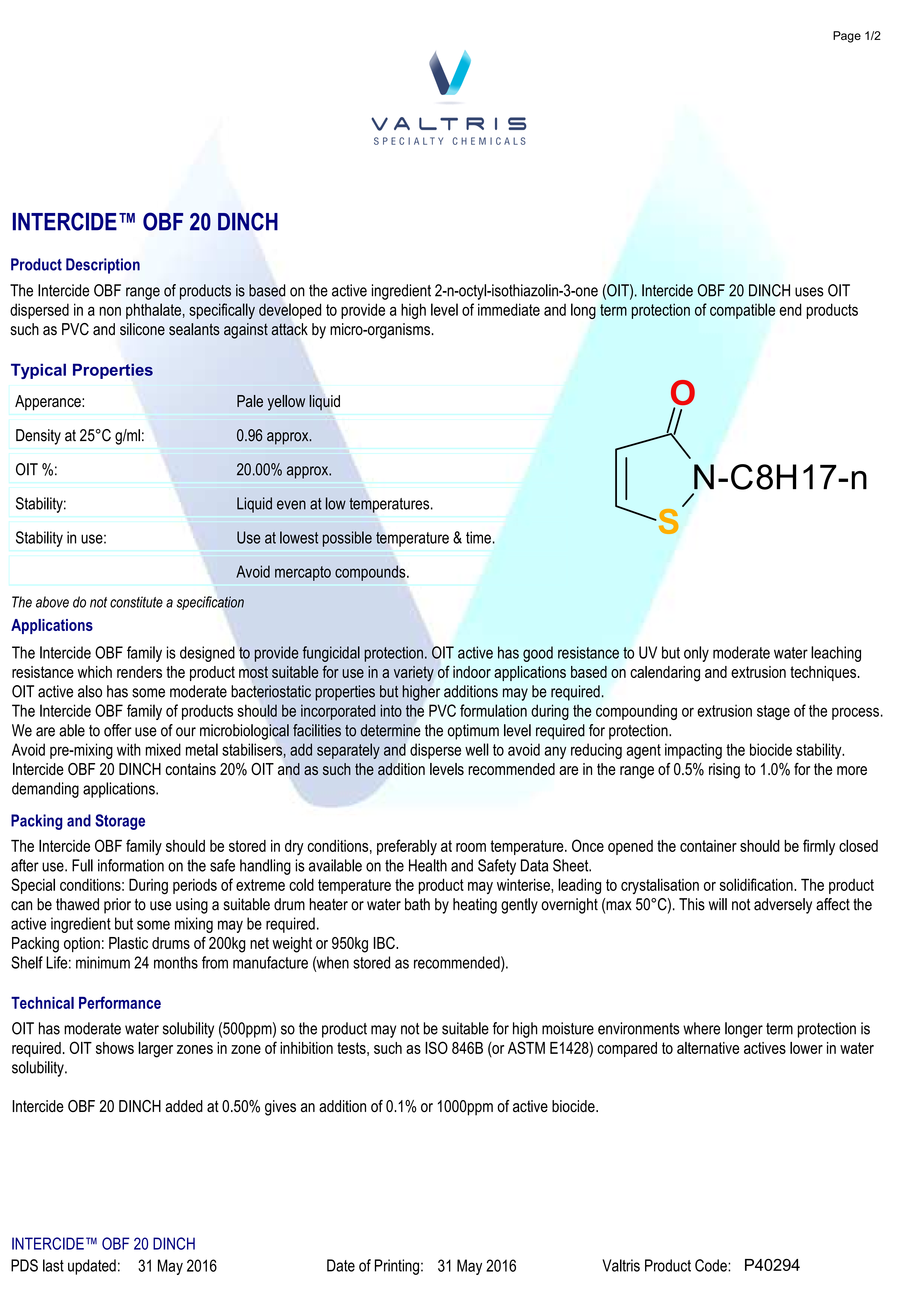 High-efficiency Antimicrobial & Mould Agent Intercide OBF 20 DINCH